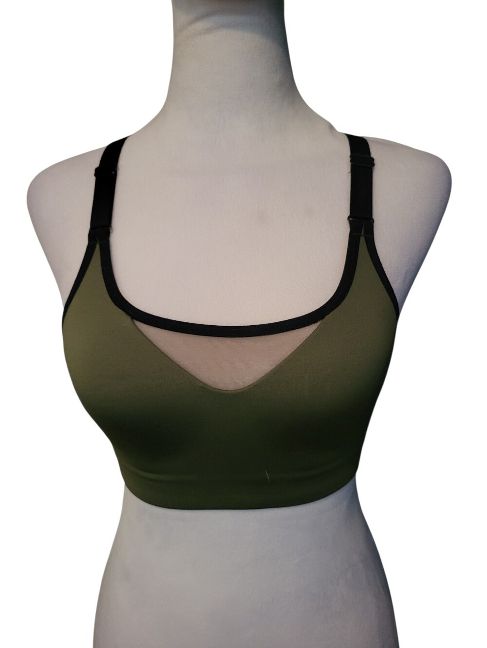 All In Motion Mesh Insert Sports Bra Green/Black sz XS